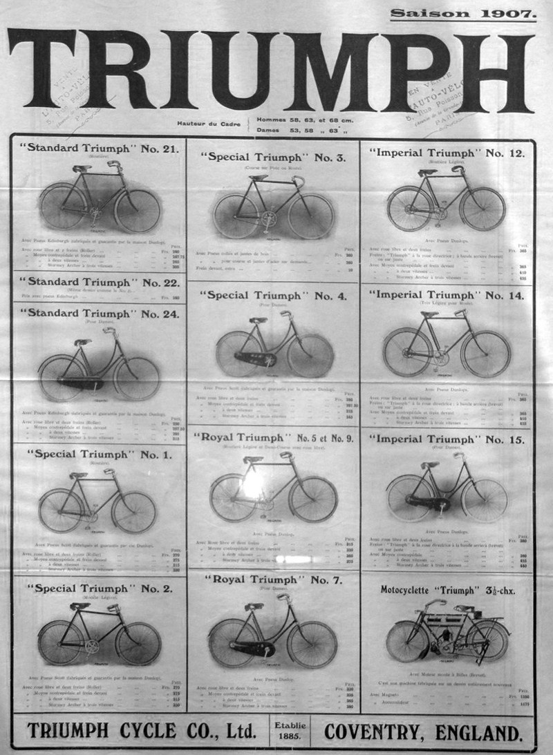 1907 Listino prezzi per il mercato francese