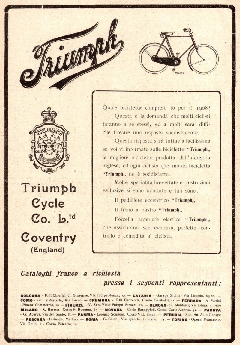 1909 - Pubblicit italiana (biciclette Triumph)